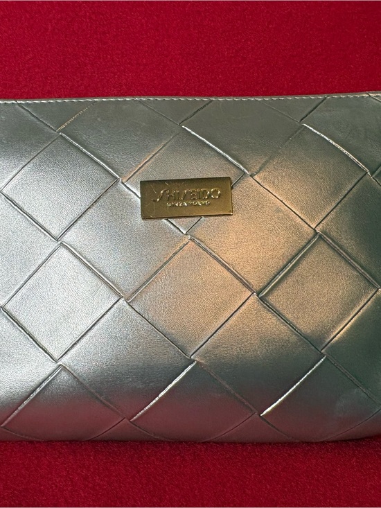 Shiseido Handbags - Shiseido Ginza Tokyo Gold Metallic Weaved Zipper Pouch w/ Wristlet Strap 10x4”